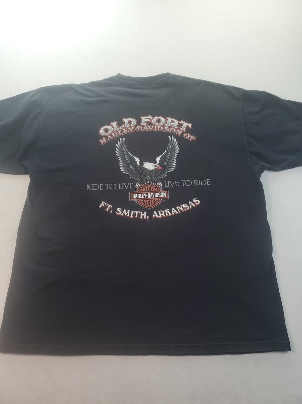 Harley Davidson Old Fort Smith Arkansas TShirt XXL Black Double Sided Graphics